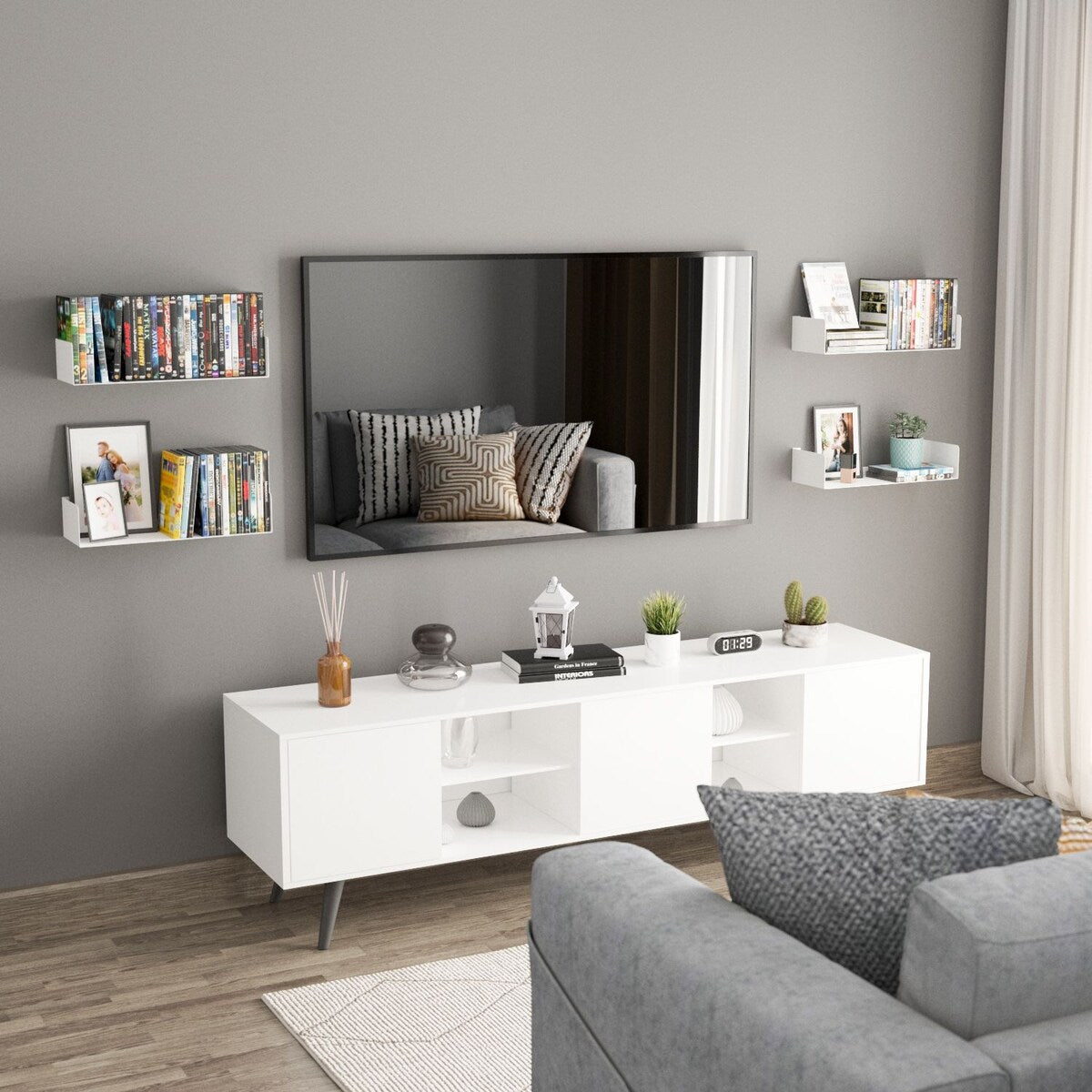 Wallniture Bali U Shape Floating Shelves Metal Bookshelf Wall Hanging Shelf (Set of 2)