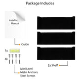Wallniture Bali U Shaped Wall Shelf, Multimedia Rack, Black, Set of 3