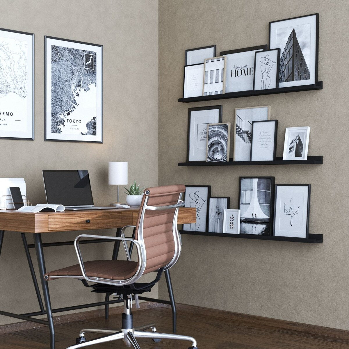 Wallniture Boston 46" Floating Shelves for Wall, Picture Ledge (Set of 3)