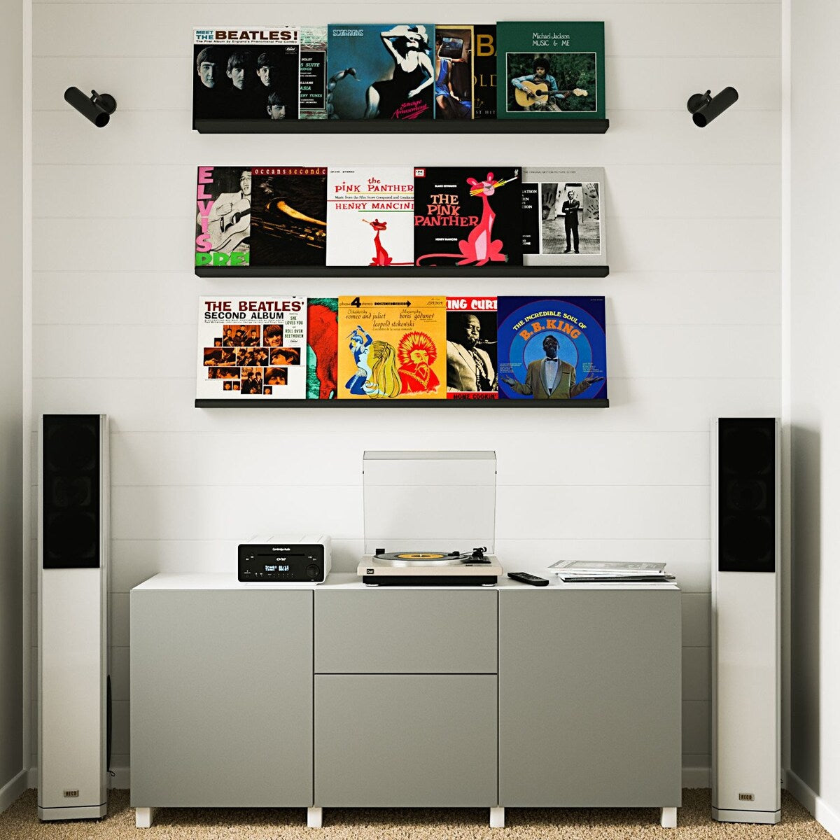 Wallniture Boston 46" Floating Shelves for Wall, Picture Ledge (Set of 3)
