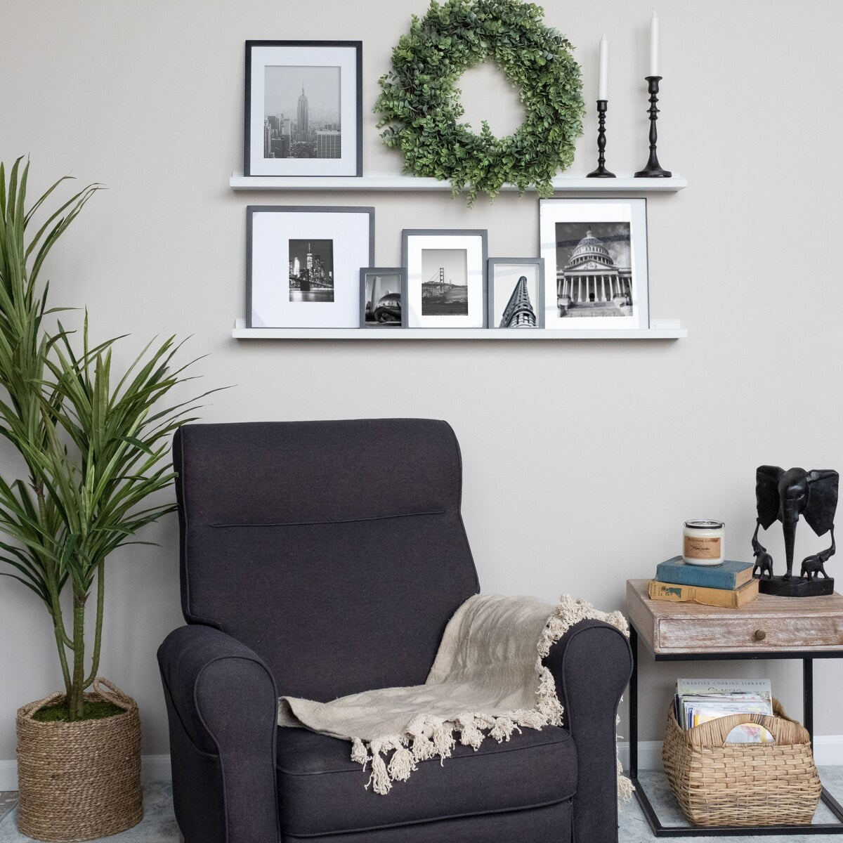 Wallniture Boston 46" Floating Shelves for Wall, Picture Ledge (Set of 3)