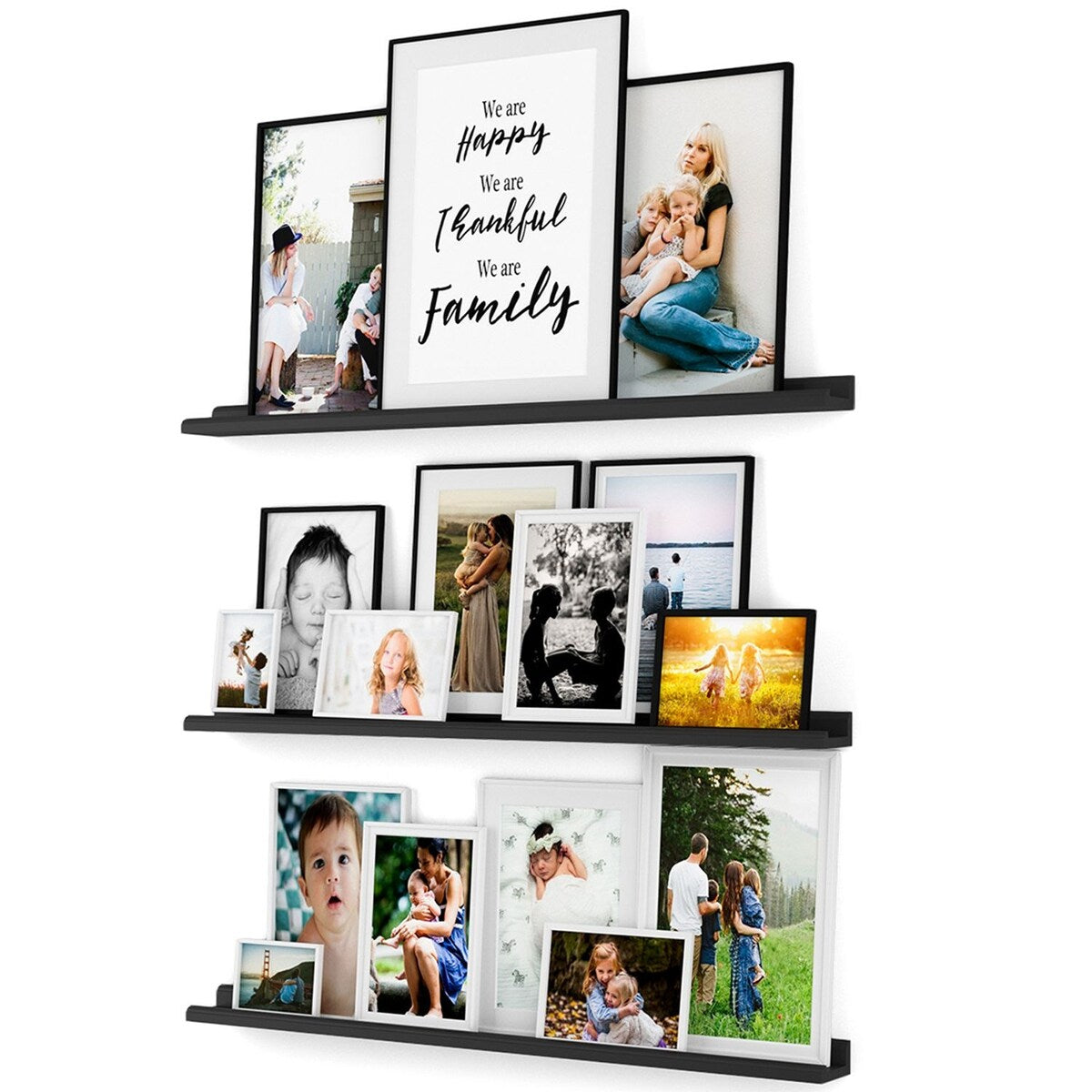 Wallniture Boston 46" Floating Shelves for Wall, Picture Ledge (Set of 3)