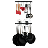 Wallniture Casto 17" Pot Rack Set of 2, Utensil Holder with 20 S Hooks, Iron, Black
