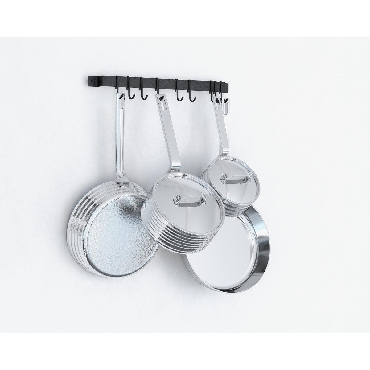 Wallniture Casto 17" Pot Rack with 10 Hooks, Steel Utensil Holder, Black