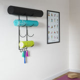 Wallniture Core 4 Sectional Yoga Mat Holder Wall Mount Foam Roller Storage Metal Sports Rack, Black