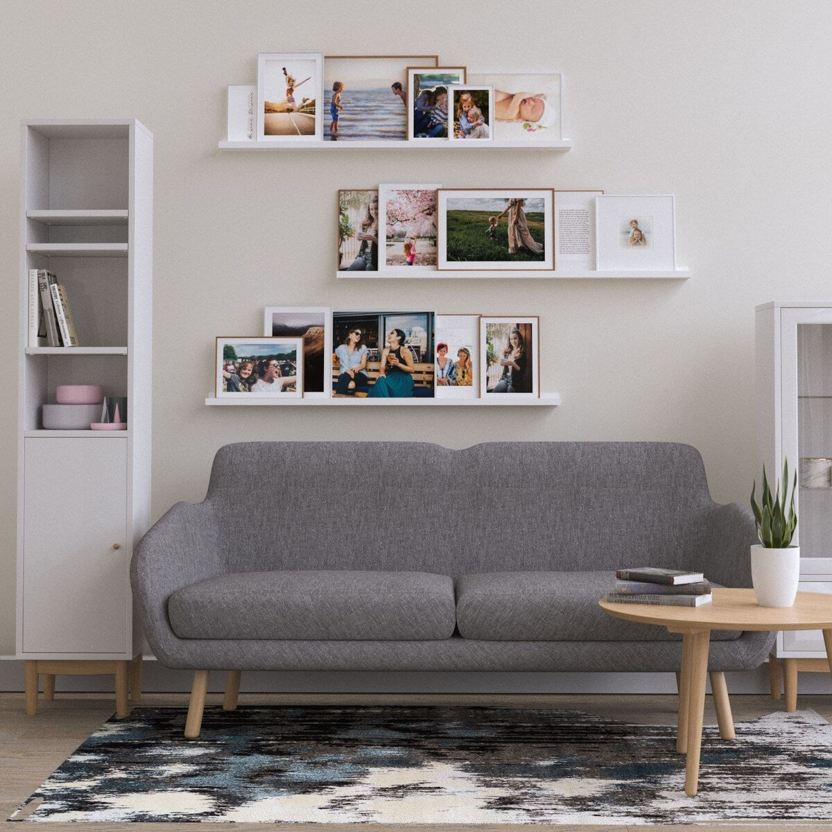 Wallniture Denver 46" Floating Shelves for Kids Room Decor, White Bookshelf (Set of 3)