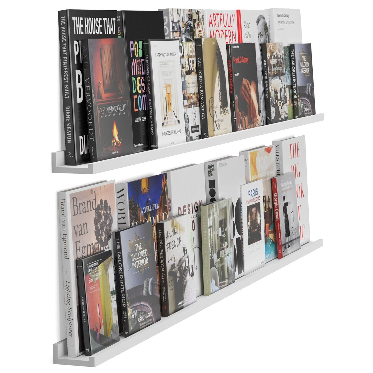 Wallniture Denver 72" Floating Shelves for Photo Display, Picture Ledge, White (Set of 2)