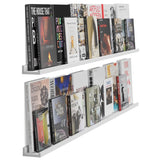 Wallniture Denver 72" Floating Shelves for Photo Display, Picture Ledge, White (Set of 2)