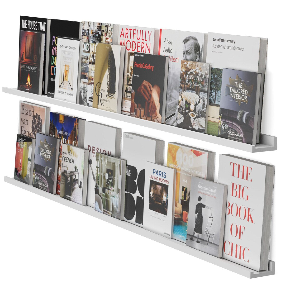 Wallniture Denver 72" Floating Shelves for Photo Display, Picture Ledge, White (Set of 2)
