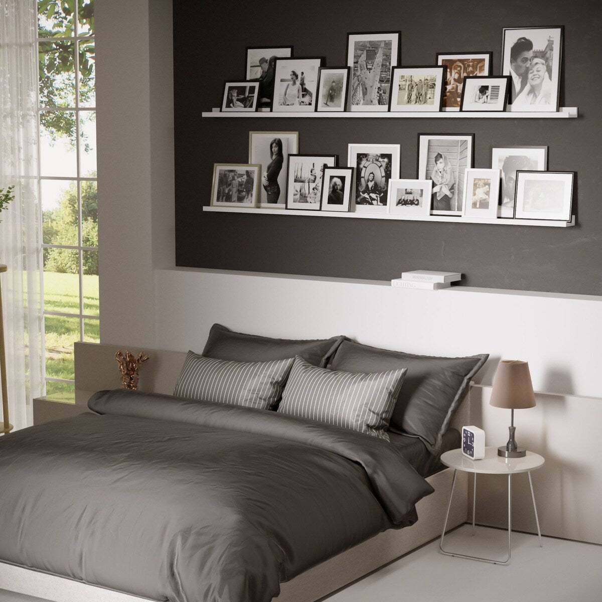 Wallniture Denver 72" Floating Shelves for Photo Display, Picture Ledge, White (Set of 2)