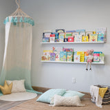 Wallniture Denver 60" Floating Shelves for Kids Room Decor, White Bookshelf (Set of 2)