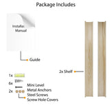 Wallniture Denver Natural Floating Shelves Picture Ledge Vinyl Display Bookshelf (Set of 2)