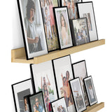 Wallniture Denver Natural Floating Shelves Picture Ledge Vinyl Display Bookshelf (Set of 2)