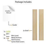 Wallniture Denver Natural Floating Shelves Picture Ledge Vinyl Display Bookshelf (Set of 2)
