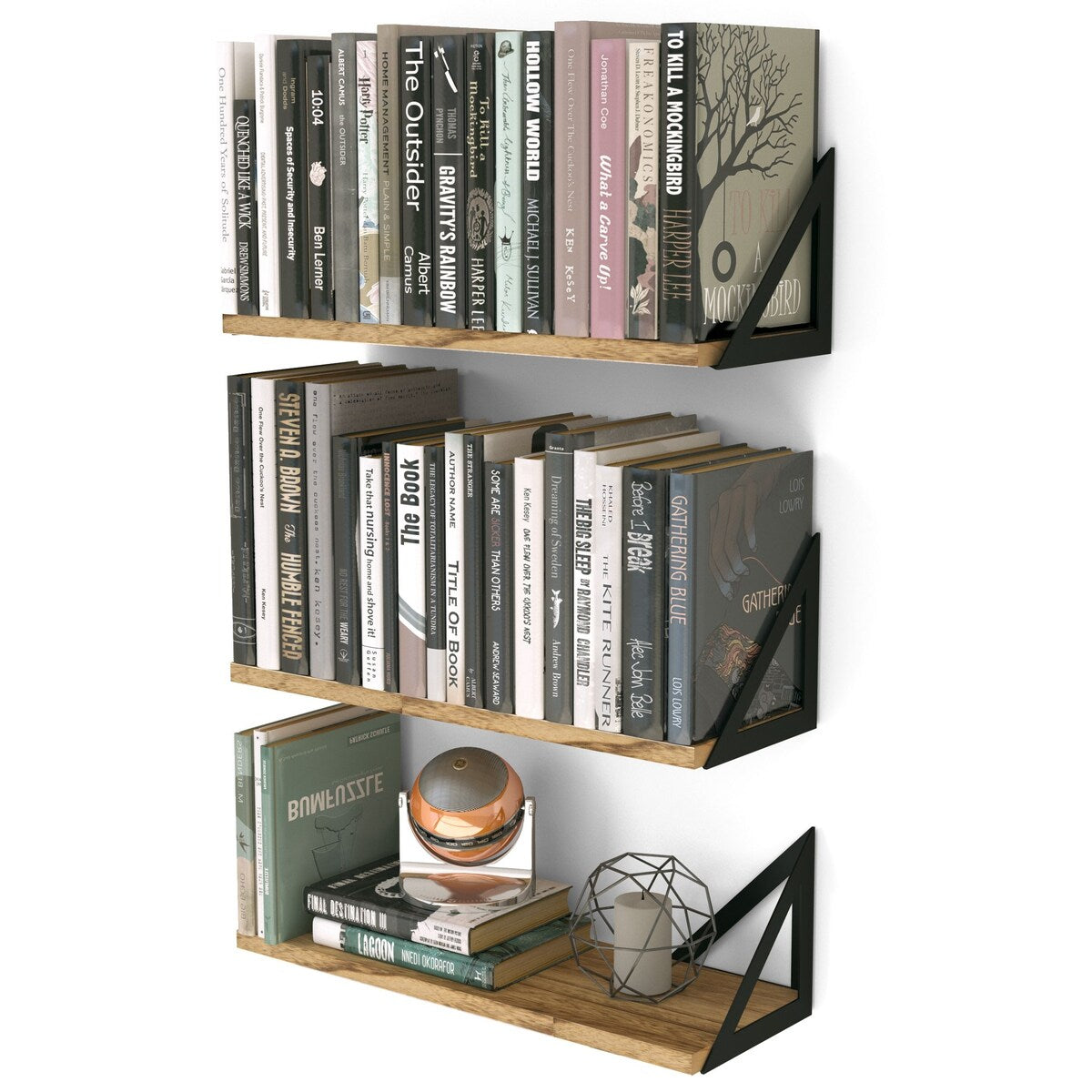 Wallniture Minori Natural Wood Floating Shelves for Wall (Set of 3)
