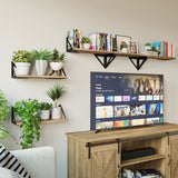 Wallniture Minori Wood Floating Shelves, Rustic Floating Bookshelf Set of 5