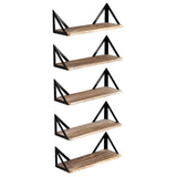 Wallniture Minori Wood Floating Shelves, Rustic Floating Bookshelf Set of 5