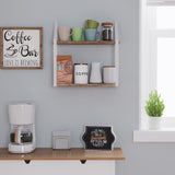 Wallniture Modena 2 Tier Shelves with White Brackets, Bathroom Wall Decor, 17x6", Burnt