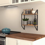 Wallniture Ponza 17"x4.5", Floating Wood Shelf, 2-Tier, Natural Burned