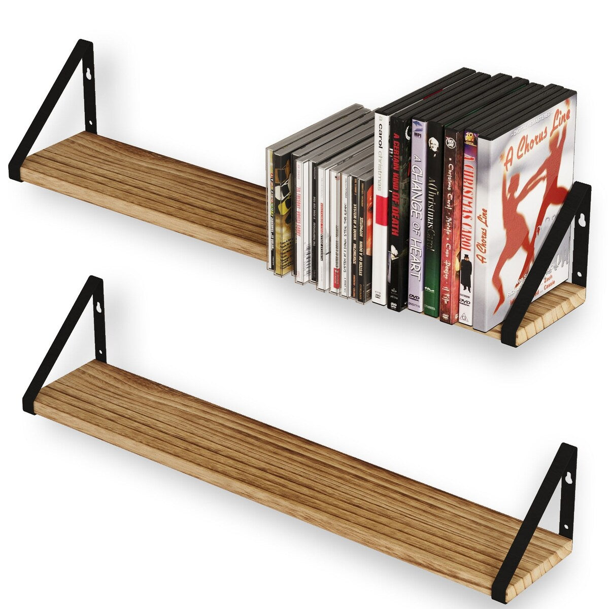Wallniture Ponza 24"x4.5", Wood Wall Shelves, Farmhouse Decor (Set of 2)