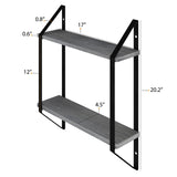 Wallniture Portofino 2-Tier Wood Shelf for CD DVD Storage, Living Room Wall Decor, Gray