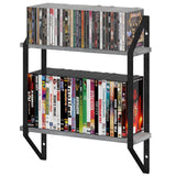 Wallniture Portofino 2-Tier Wood Shelf for CD DVD Storage, Living Room Wall Decor, Gray