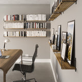 Wallniture Toledo 36" Solid Wood Floating Bookshelf Set of 3, Burned Finish