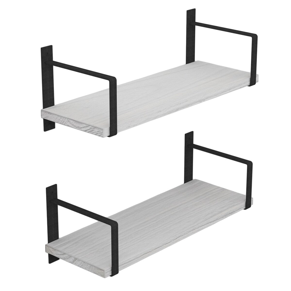 Wallniture Toledo 36" Solid Wood Shelves for Wall Décor, White, Set of 2