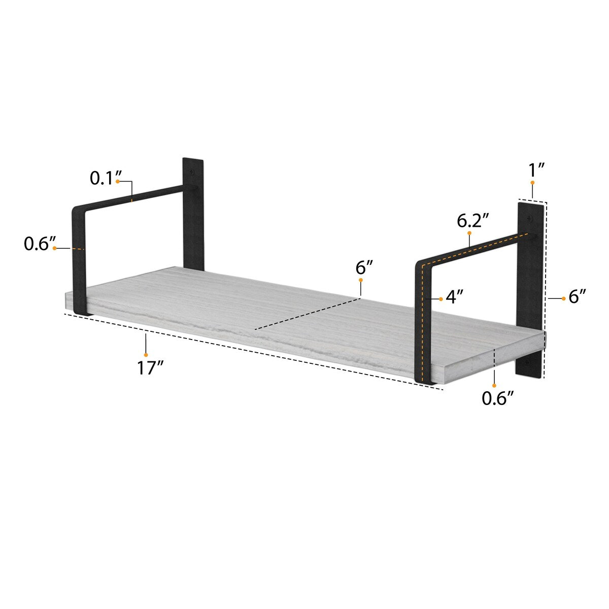 Wallniture Toledo 36" Solid Wood Shelves for Wall Décor, White, Set of 2