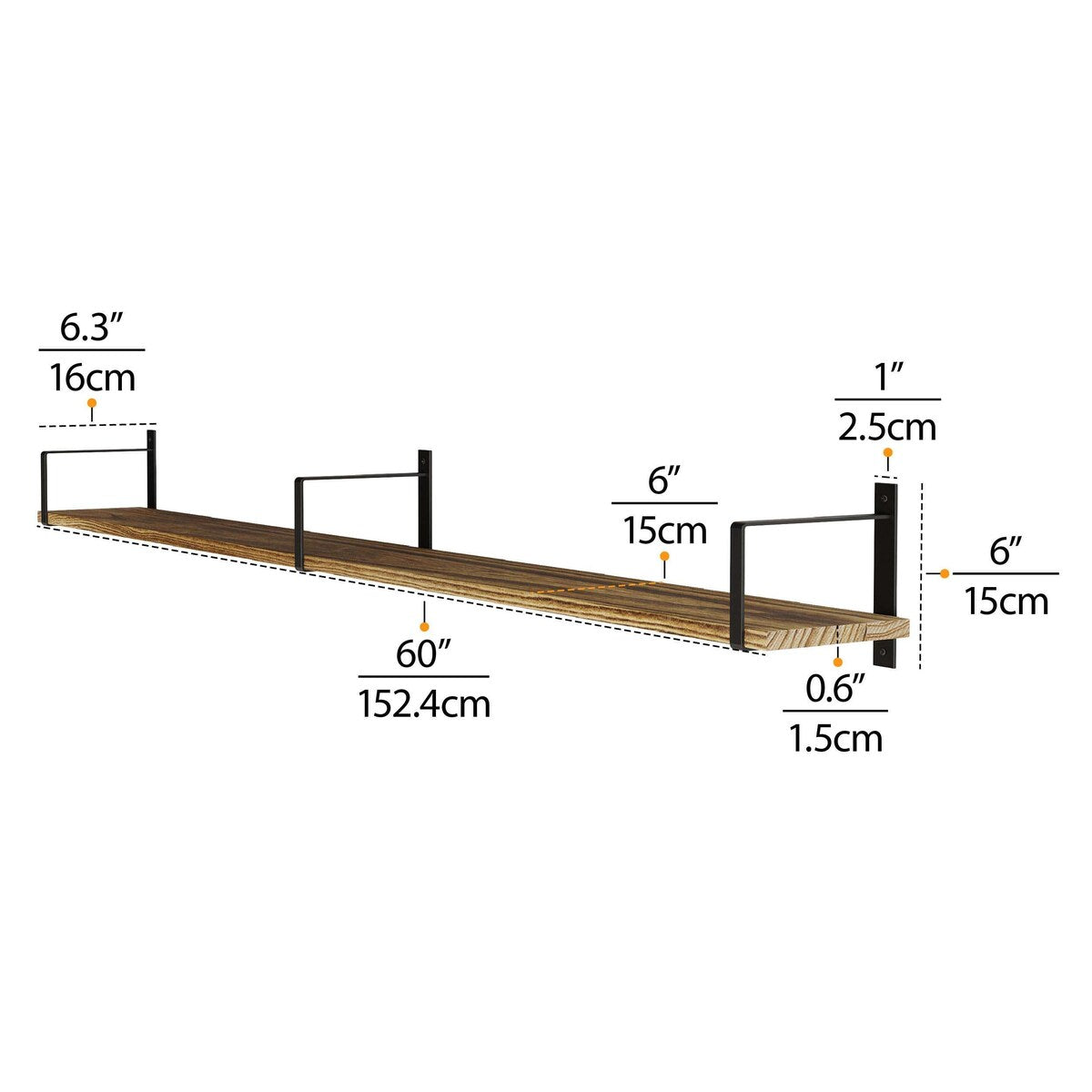 Wallniture Toledo 60 inch Shelf, Floating Bookshelves for Wall, Storage Shelves for Bedroom, Wood Shelves for Wall
