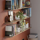 Wallniture Toledo 60"x6" Floating Bookshelves for Wall, Book Shelves for Living Room, Wooden Shelves for Wall, Set of 3, Burnt