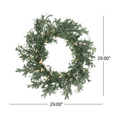 Wallsten 29" Snowberry Artificial Wreath by Christopher Knight Home - Green + White