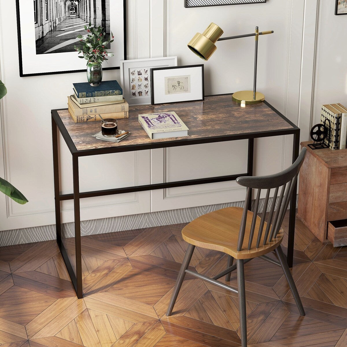 Walnut Finish Coffee Table with Shelf by Particle Board+Metal