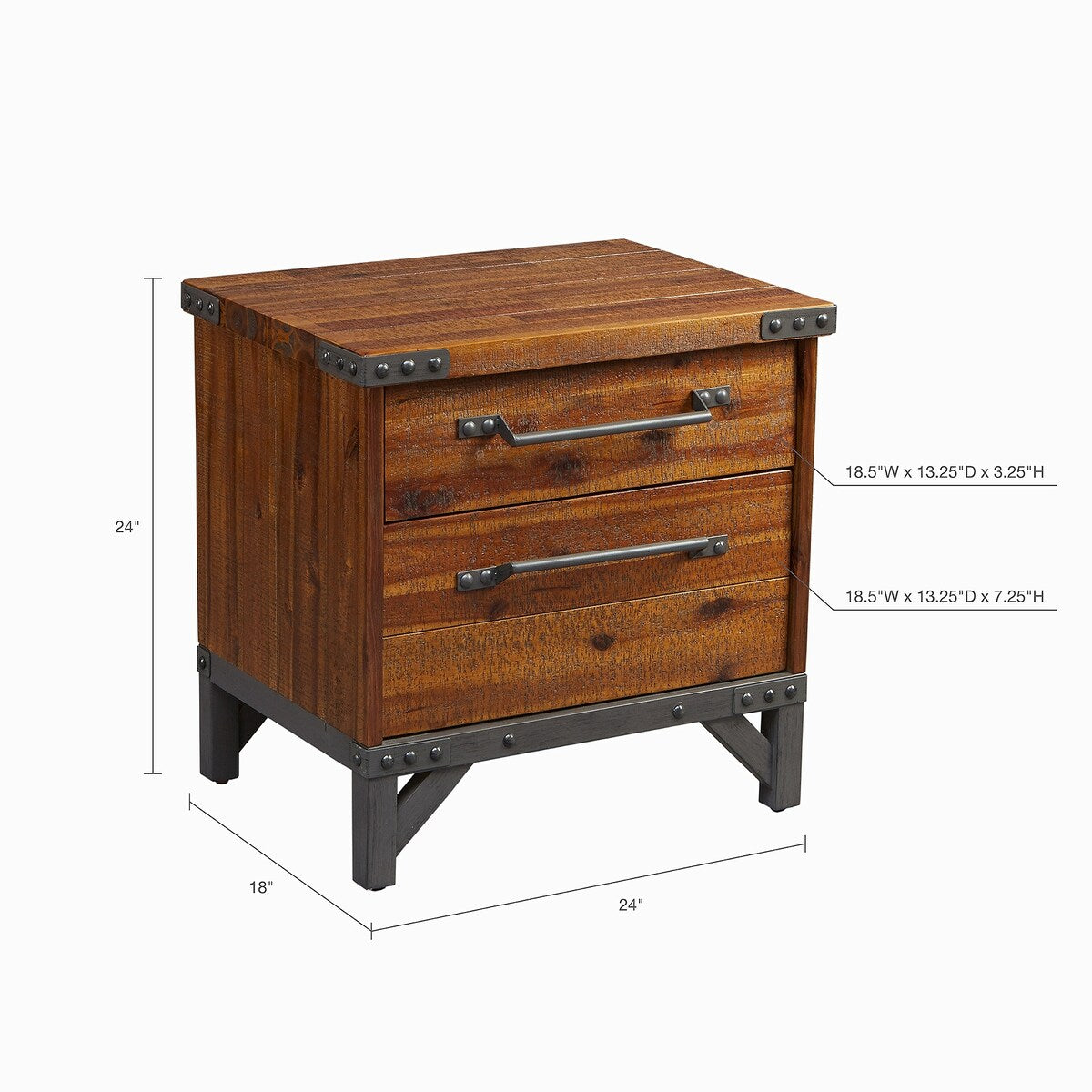 Walnut Nightstand with 2-drawer