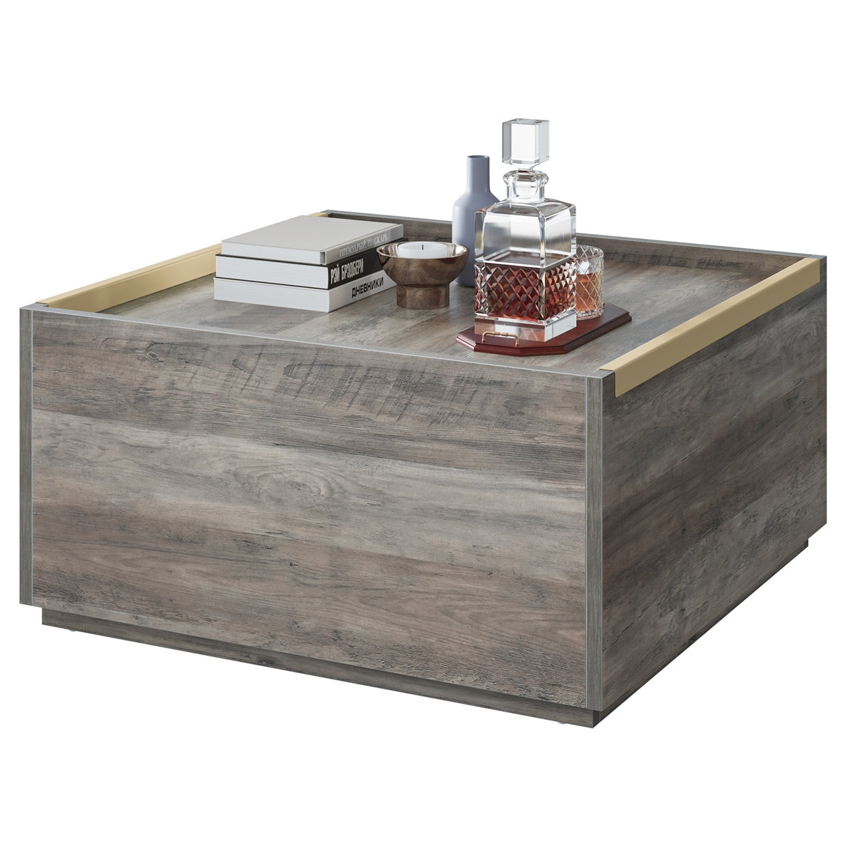 Walnut Square Coffee Table Sofa table with 2 Drawers