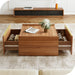 Walnut Square Coffee Table Sofa table with 2 Drawers