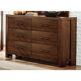 Walnut Veneer Dresser With Six Drawers, Brown