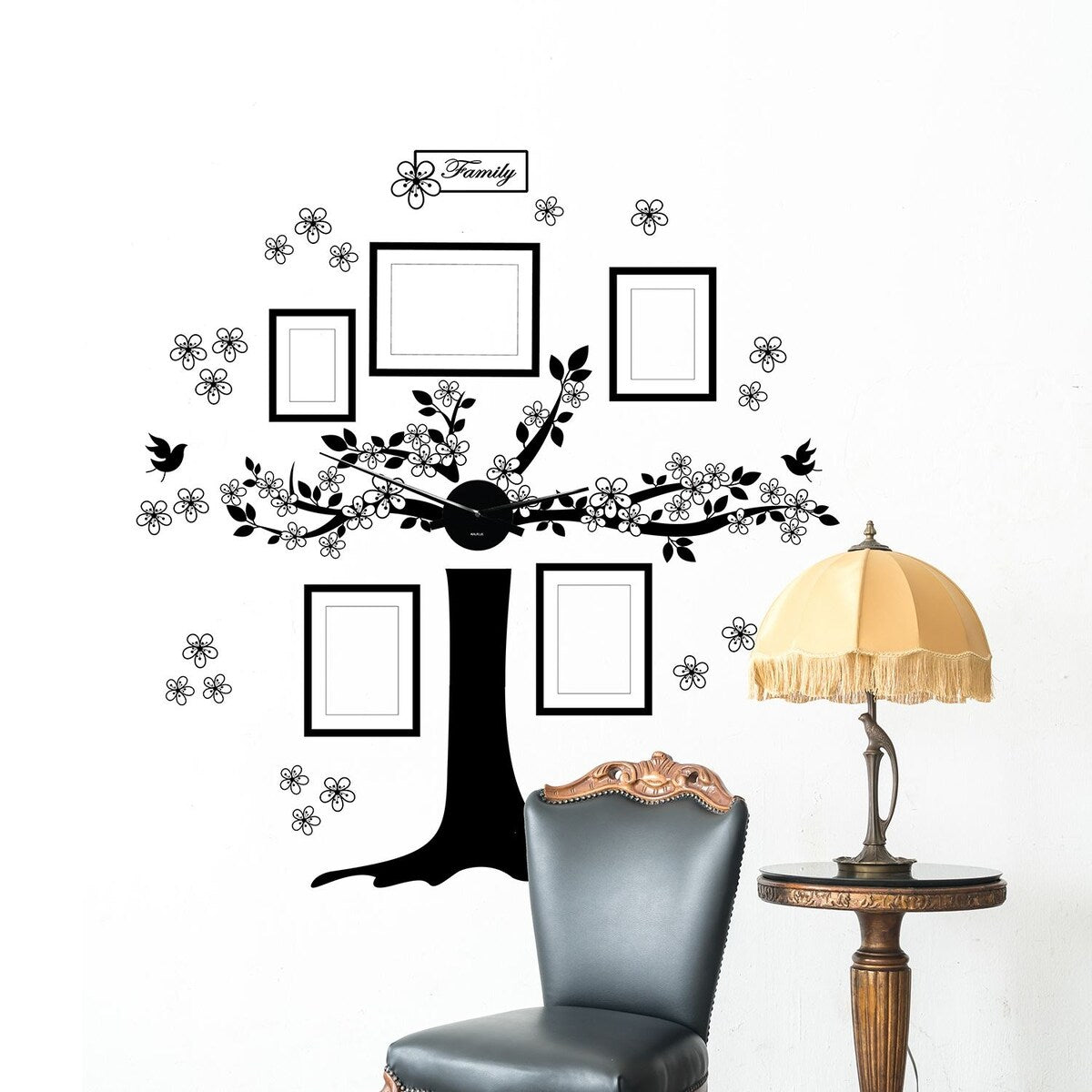 Walplus Family Photo Frame Birdcage Wall Clock Home Décor DIY Wall Art