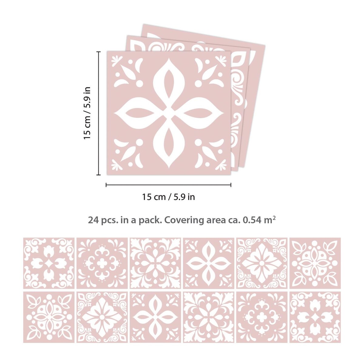 Walplus Sevilla Ligh Pink Spanish Wall Tile Sticker Peel and Stick