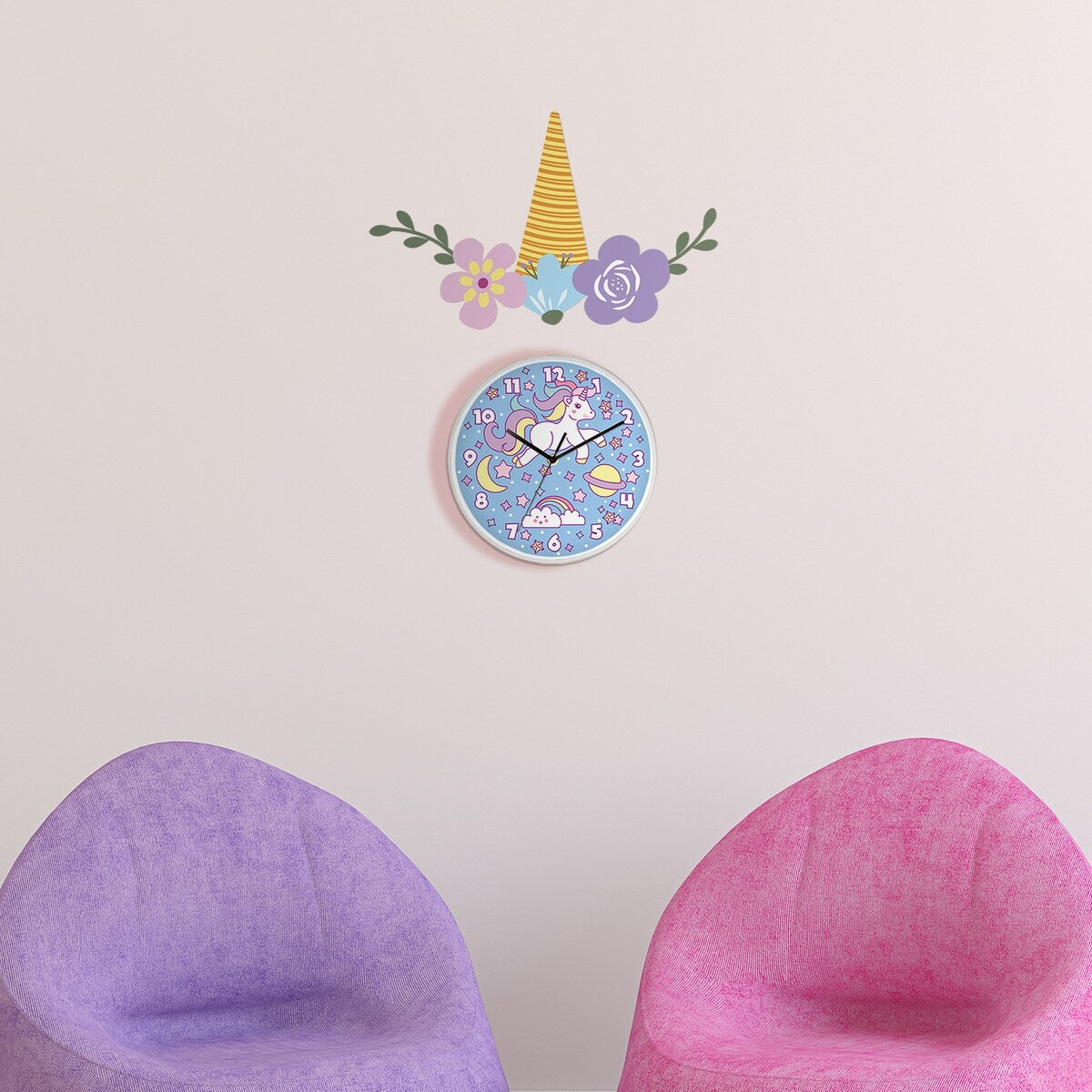 Walplus Sleeping Unicorn Wall Clock Children Wall Sticker Nursery Decor