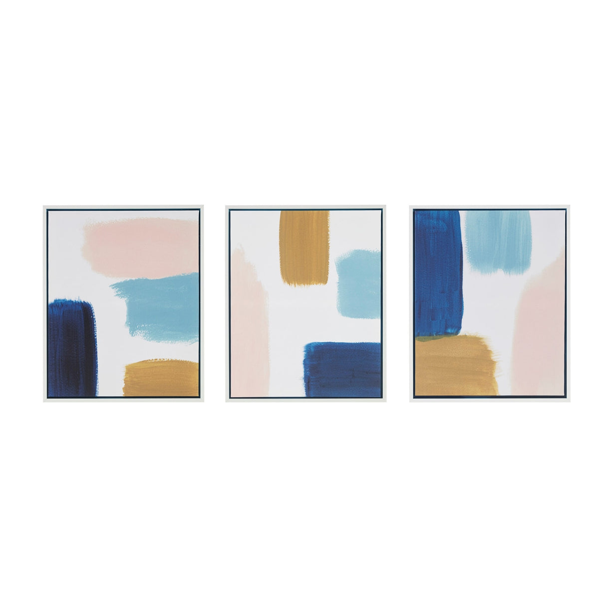 Wandering Strokes Abstract Framed Canvas 3 Piece Set by Urban Habitat