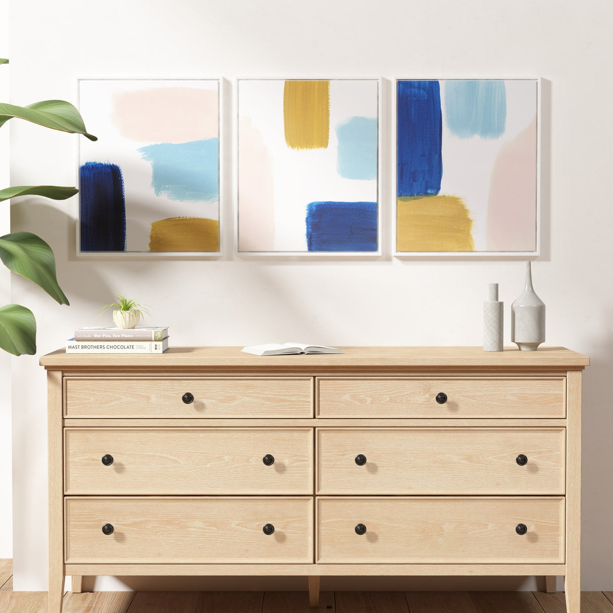 Wandering Strokes Abstract Framed Canvas 3 Piece Set by Urban Habitat