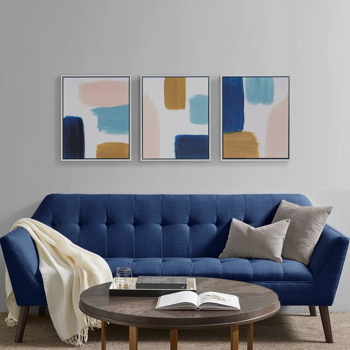 Wandering Strokes Abstract Framed Canvas 3 Piece Set by Urban Habitat