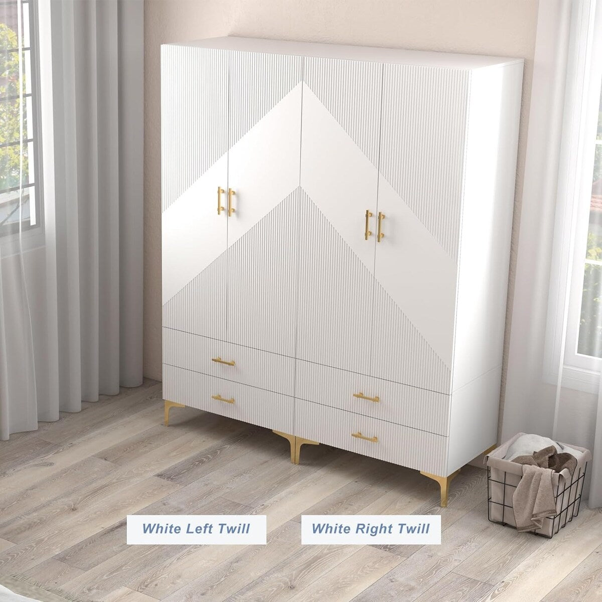 Wardrobe Armoire Closet with Drawers for Hanging Clothes