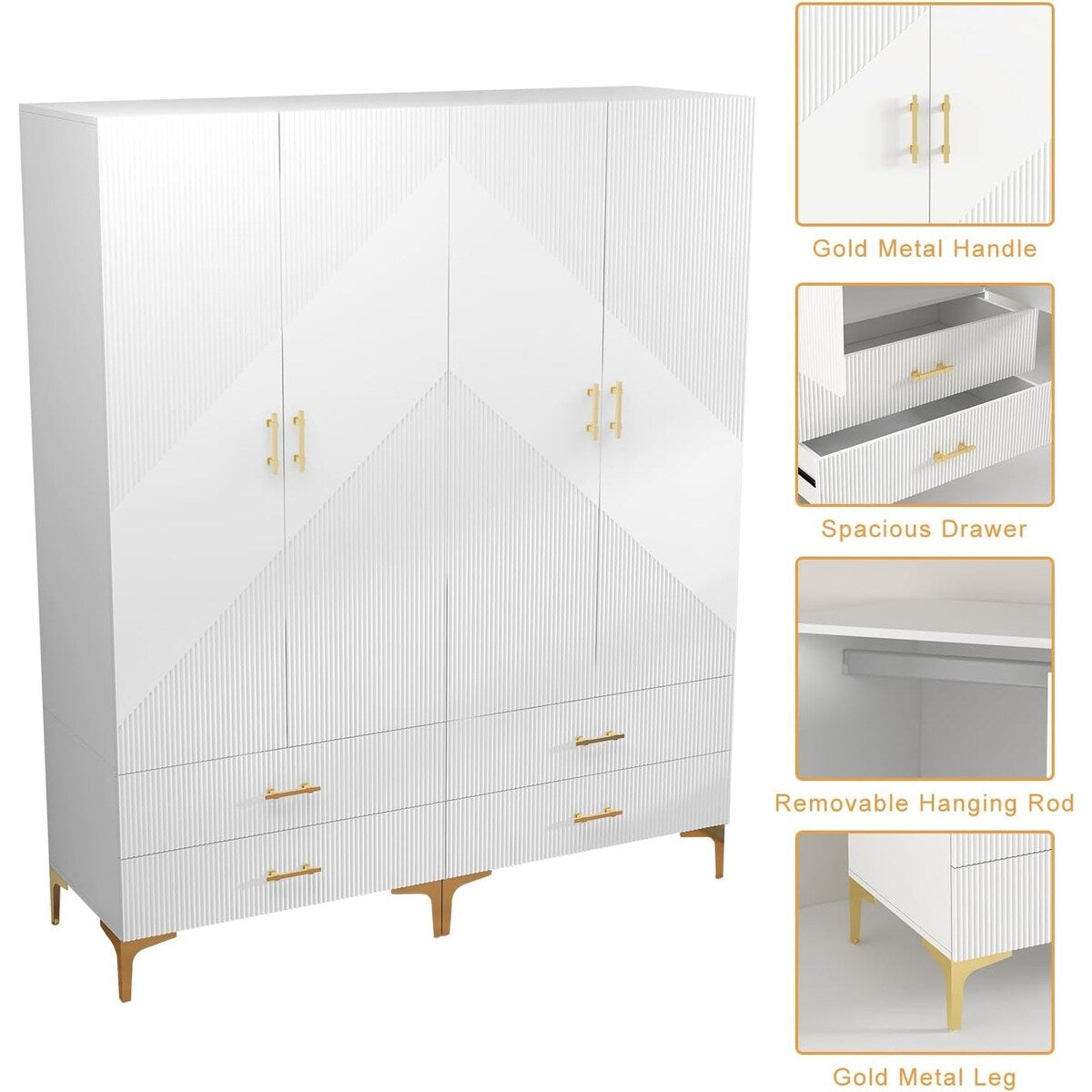 Wardrobe Armoire Closet with Drawers for Hanging Clothes