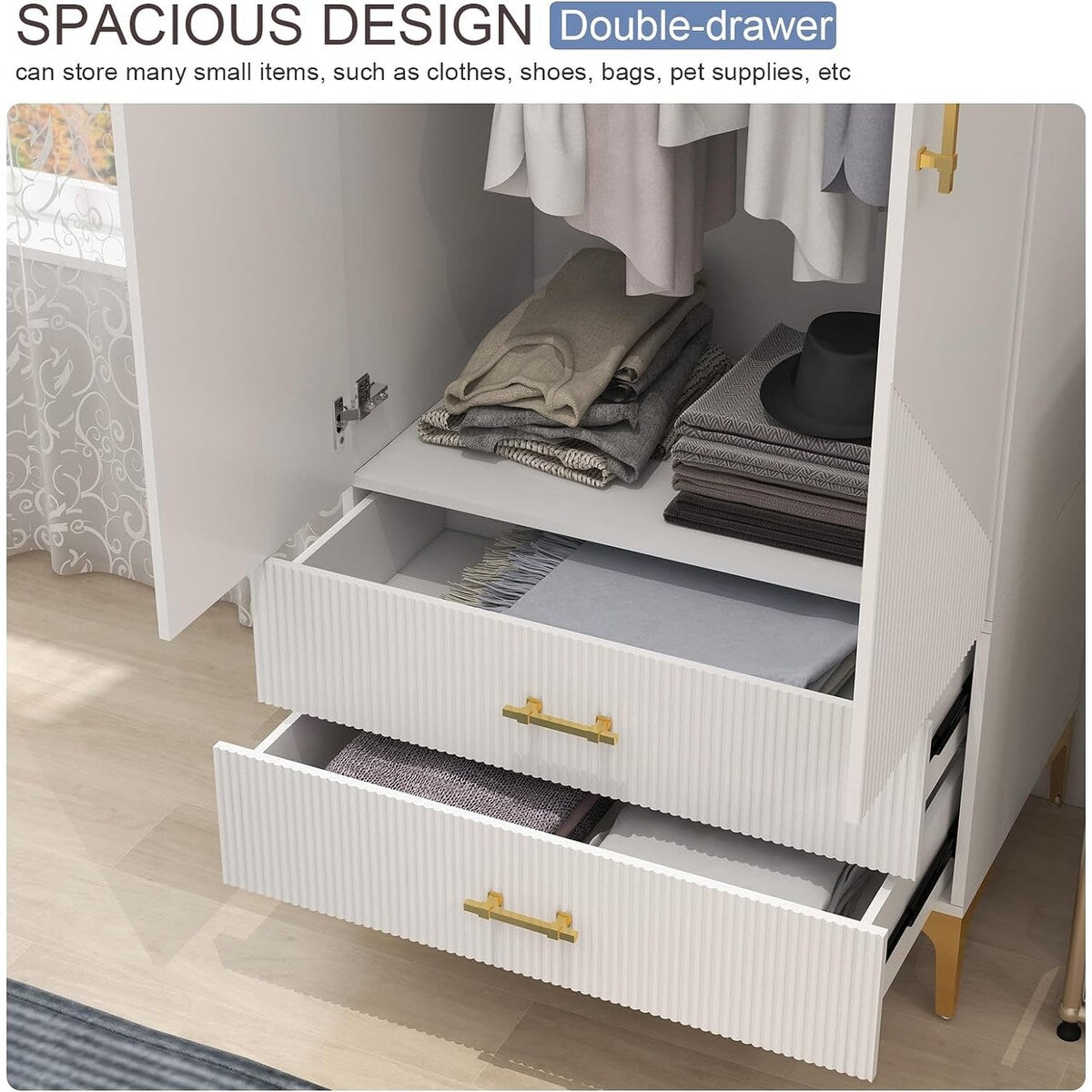 Wardrobe Armoire Closet with Drawers for Hanging Clothes