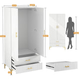 Wardrobe Armoire Closet with Drawers for Hanging Clothes