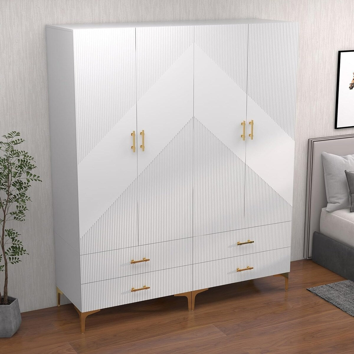 Wardrobe Armoire Closet with Drawers for Hanging Clothes