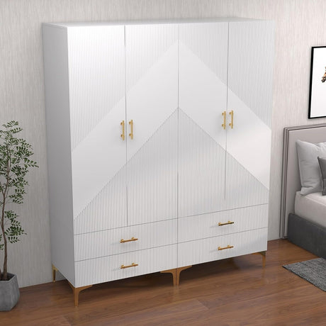 Wardrobe Armoire Closet with Drawers for Hanging Clothes