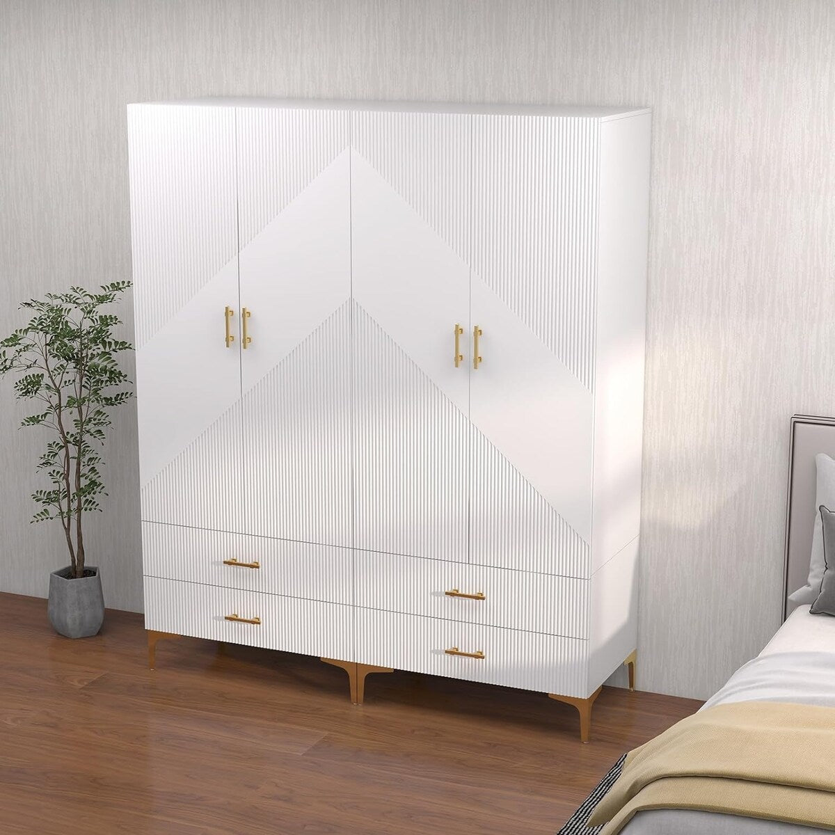 Wardrobe Armoire Closet with Drawers for Hanging Clothes